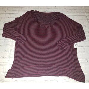 Nwt A.N.A. Women's XL Ruby Black Stripe V Neck Tshirt